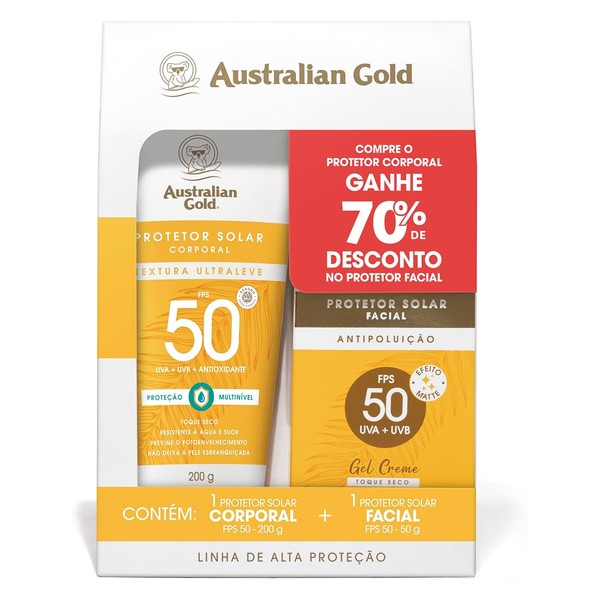 Australian Gold Promopack Protetor Solar Gel Creme Corporal/Facial FPS 50 200 G/ 50 G