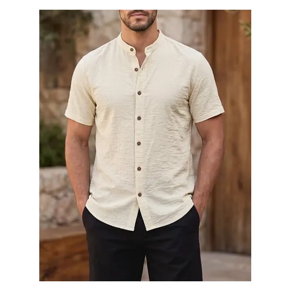 Camisa Gola Padre Masculina Manga Curta Social Verão Festa