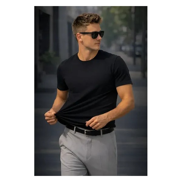 Camiseta Basica Modal Masculina Algodão Malha Peruana