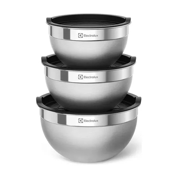 Conjunto Bowls Tigelas Inox Com Tampa Plástica - Electrolux