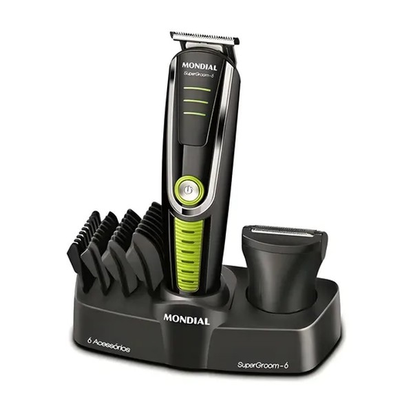Cortador De Cabelo Mondial Super Groom 6 Bg-04 Melhor Categ Preto/verde