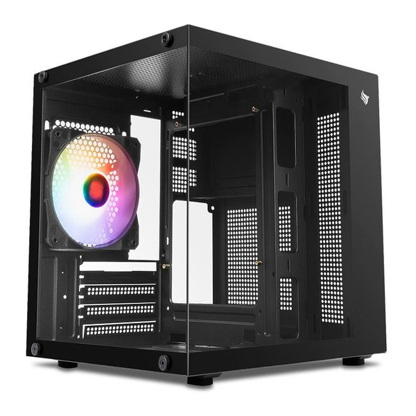 Gabinete Gamer Aquário Pichau Atom, Mini-Tower, Lateral de Vidro, Com 1 Fan, Preto, PG-ATOM-BK