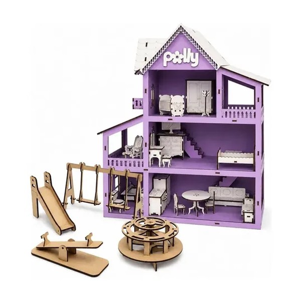 Grupo Paraíso Mdf kit casinha boneca 19 moveis vom parquinho postagem cor lilás