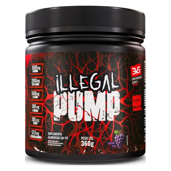 ILLEGAL PUMP Sabor Uva - Pré Treino Extra Forte Formula Para A Performance Através Da Vasodilatação Avançada
