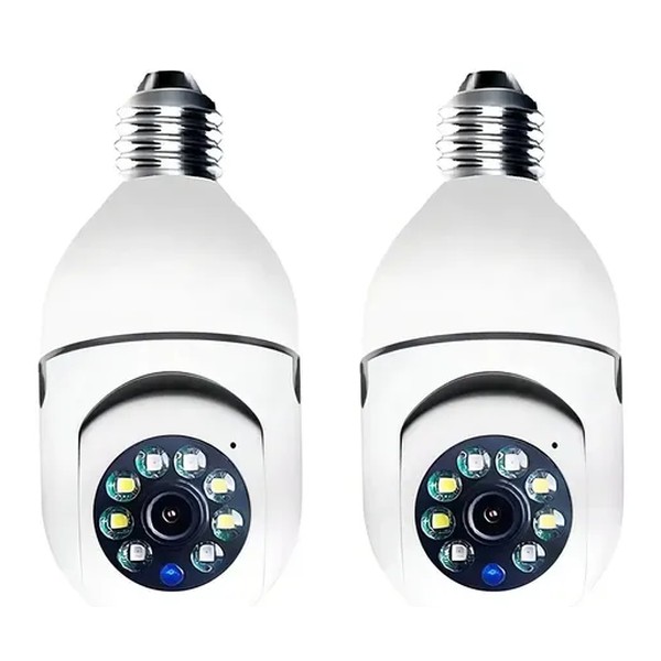 Kit 2 Câmeras Segurança 360º Jortan Wifi IP HD Visão Noturna Lâmpada