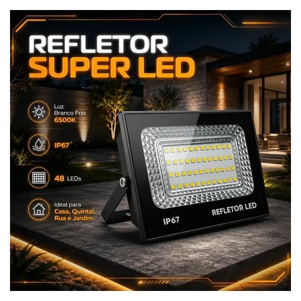 kit 2 Refletor Led 200w Holofote Bivolt Prova D&amp;quotágua Cor Branco Frio 6500k