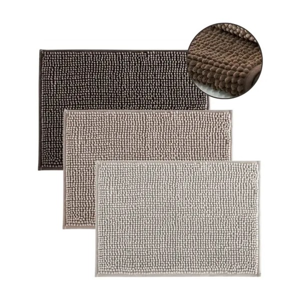 Kit 3 Tapetes De Banheiro Microfibra Bolinha Antiderrepante Cor Sortido