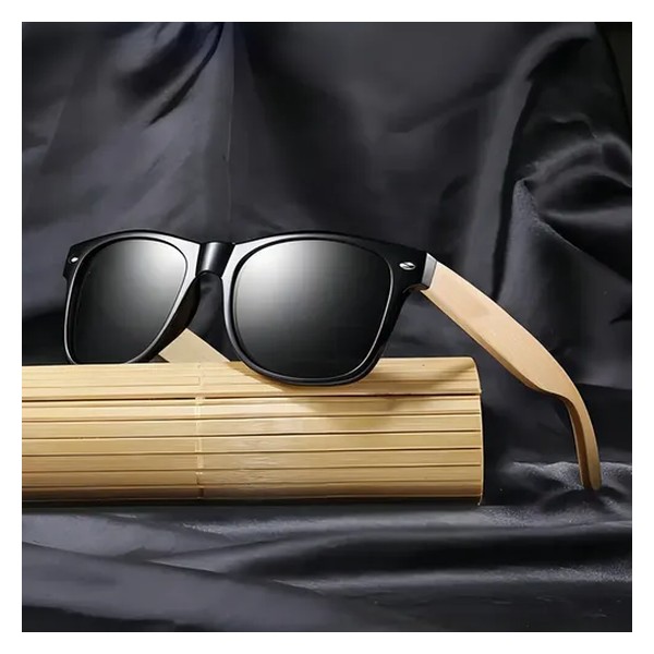 Óculos De Sol Quadrado Doxa Bambu com Proteção UV Cinza-escuro