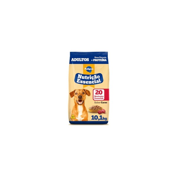 Pedigree ração nutrição essencial carne para cães adultos 10.1kg