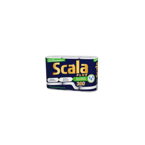 Scala Plus Papel Toalha Mega, 360 Toalhas (3 Rolos de 120 Toalhas Cada)