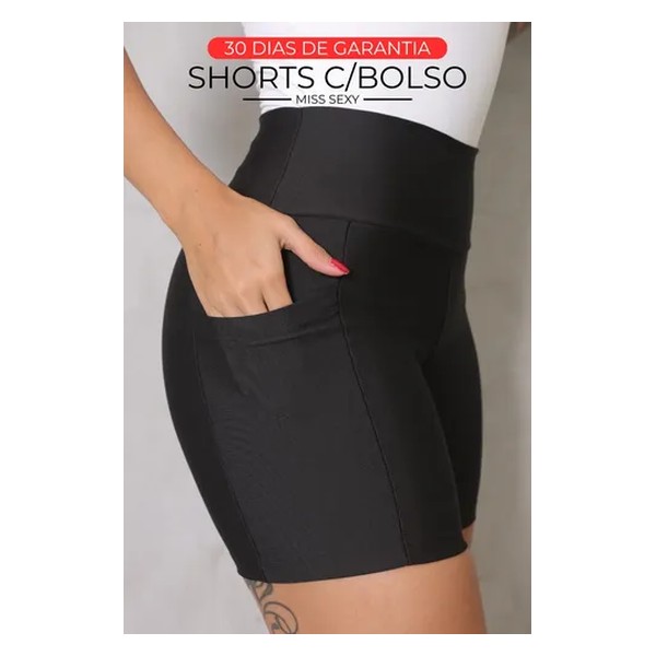 Shorts Academia Feminino Modelador Com Bolso Zero Opacidade